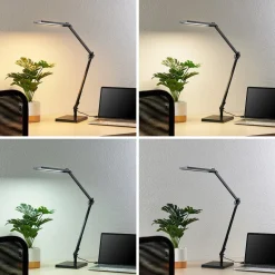 Lindby LED-skrivebordslampe Antisa, sort, CCT, dæmpbar