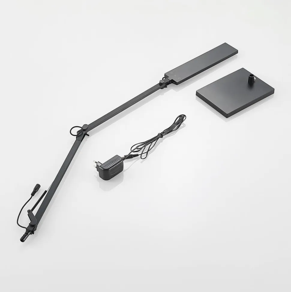 Lindby LED-skrivebordslampe Antisa, sort, CCT, dæmpbar