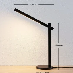 Lindby LED-skrivebordslampe Loretta, 43 cm, sort, CCT