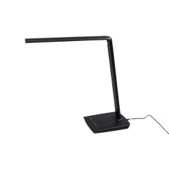 Lindby LED-skrivebordslampe Kuno, sort, USB, touchdæmper