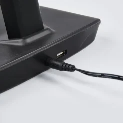 Lindby LED-skrivebordslampe Kuno, sort, USB, touchdæmper