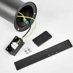Lindby LED-sokkellampe Lanea, 40 cm, sort, stål, IP44