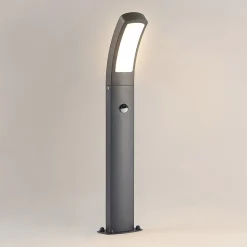 Lindby LED-sokkellampe Moshe, 60 cm, antracit, sensor