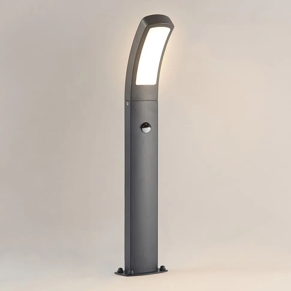 Lindby LED-sokkellampe Moshe, 60 cm, antracit, sensor