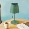 Lindby LED-solcellebordlampe Hilario, grøn, jern, genopladeligt batteri