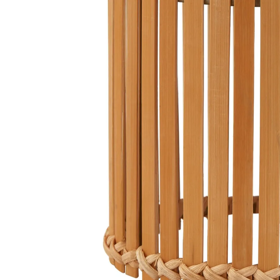 Lindby LED-solcellebordlampe Amaria, bambus, Ø 12 cm