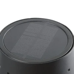 Lindby LED-solcellegulvlampe Hilario, sort, jern, genopladeligt batteri