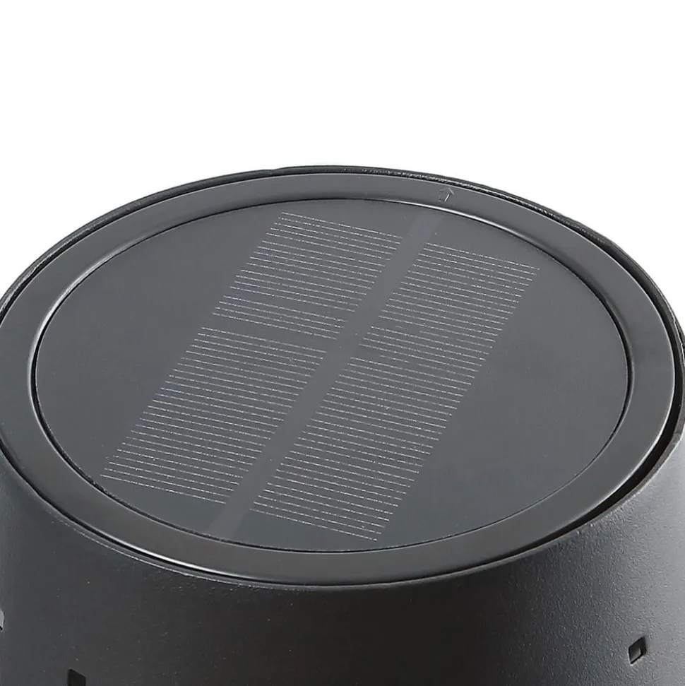 Lindby LED-solcellegulvlampe Hilario, sort, jern, genopladeligt batteri