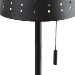 Lindby LED-solcellegulvlampe Hilario, sort, jern, genopladeligt batteri