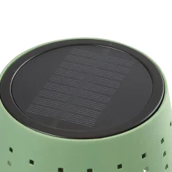 Lindby LED-solcellegulvlampe Hilario, grøn, jern, genopladeligt batteri