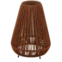 Lindby LED-solcellelampe Amaria, rattan, mørk, Ø 27 cm