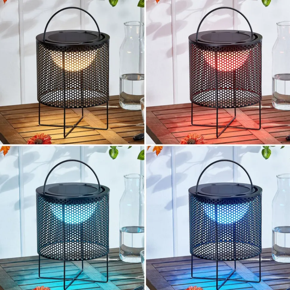 Lindby LED-solcellelampe Achilleas, RGBW, sort