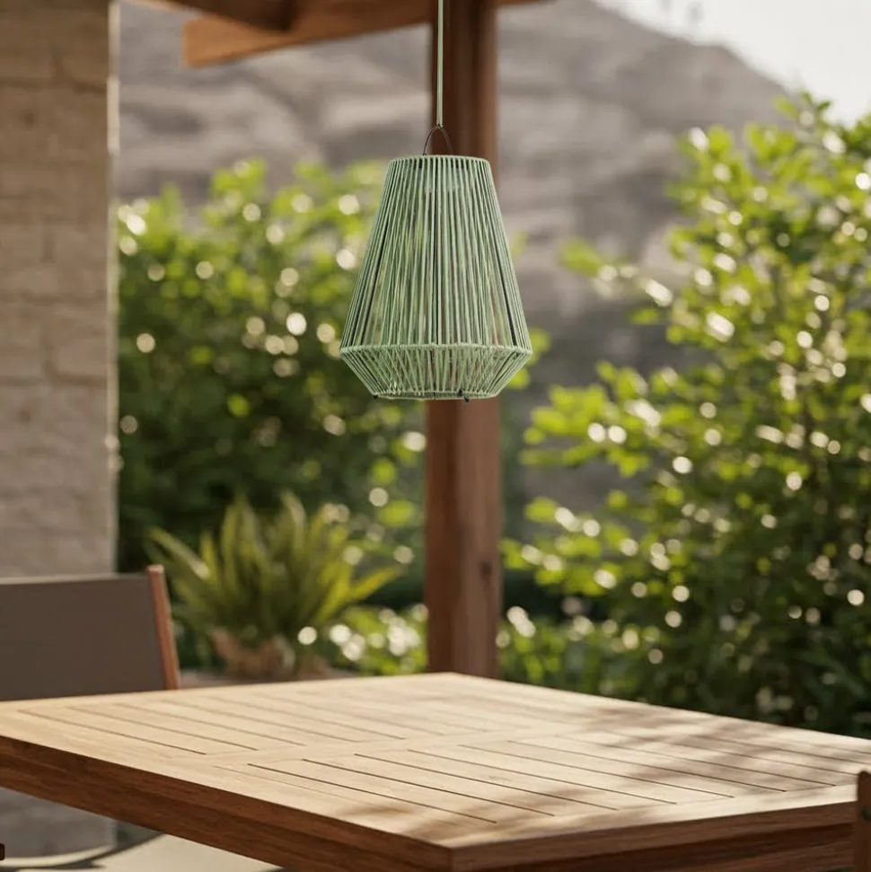Lindby LED-solcellelampe Austas, grøn, Ø 32 cm, USB, IP54