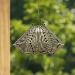 Lindby LED-solcellelampe Austas, grå, Ø 50 cm, USB, IP54