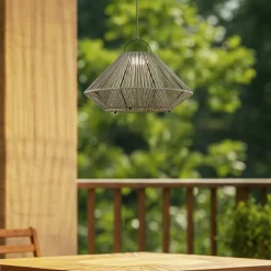 Lindby LED-solcellelampe Austas, grå, Ø 50 cm, USB, IP54