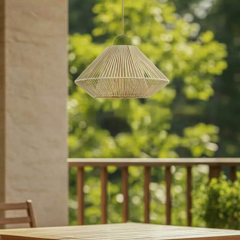 Lindby LED-solcellelampe Austas, beige, Ø 50 cm, USB, IP54