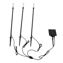 Lindby LED-solcellelampe Balian, sæt med 3, sort, aluminium, 3000K