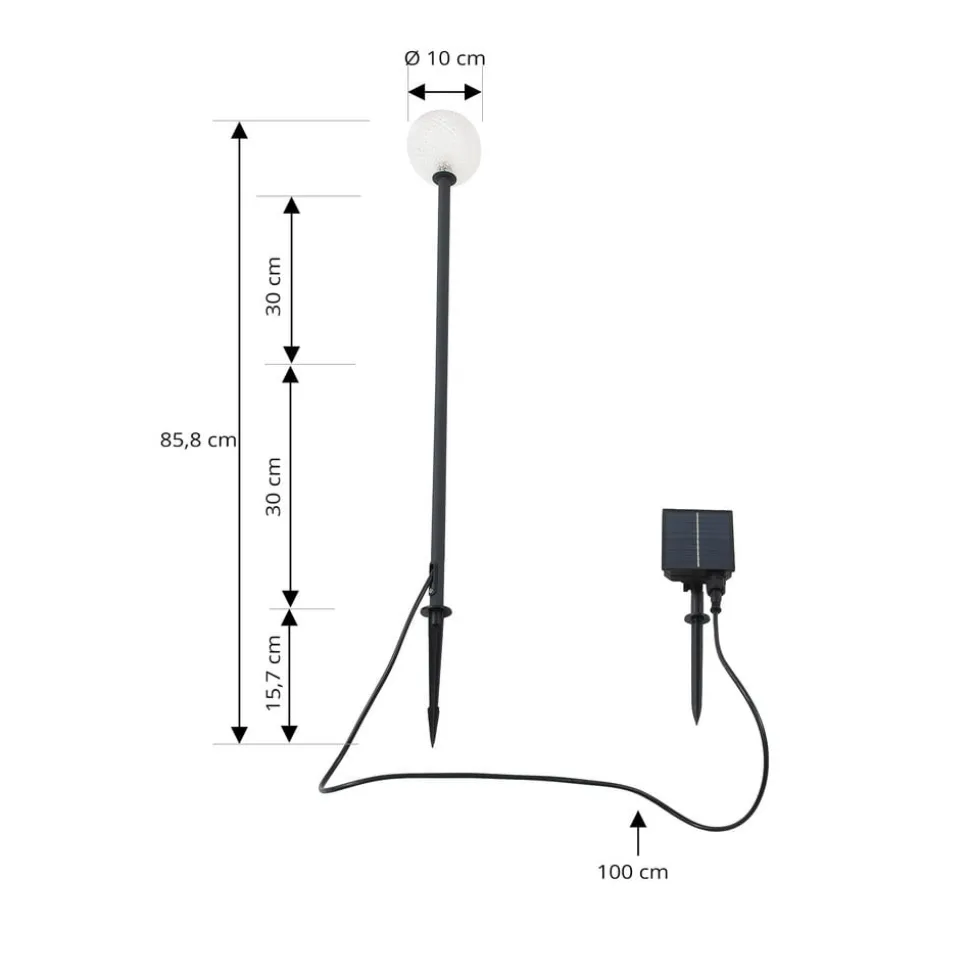 Lindby LED-solcellelampe Brindley, sort, glas, IP65