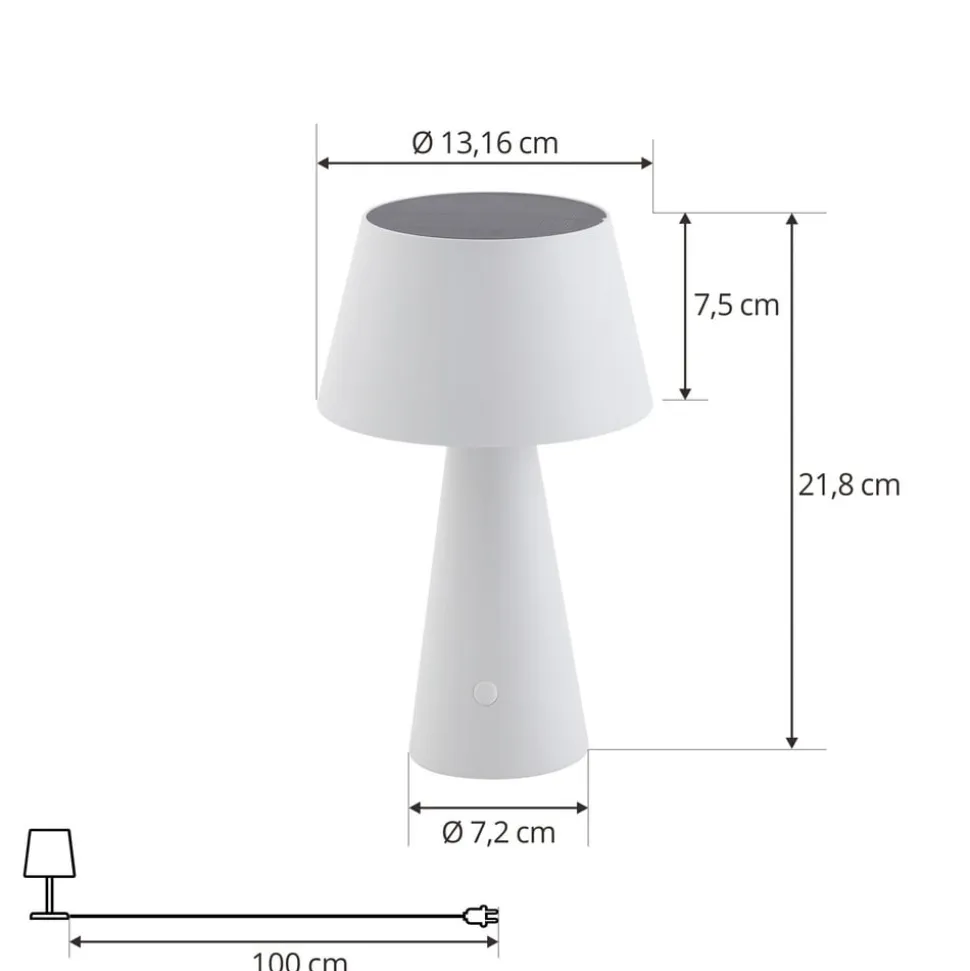 Lindby LED-solcellelampe Lirinor, hvid, plast, Ø 13 cm