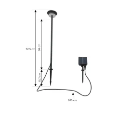 Lindby LED-solcellelampe Lyris, sort, aluminium, 3.000 K