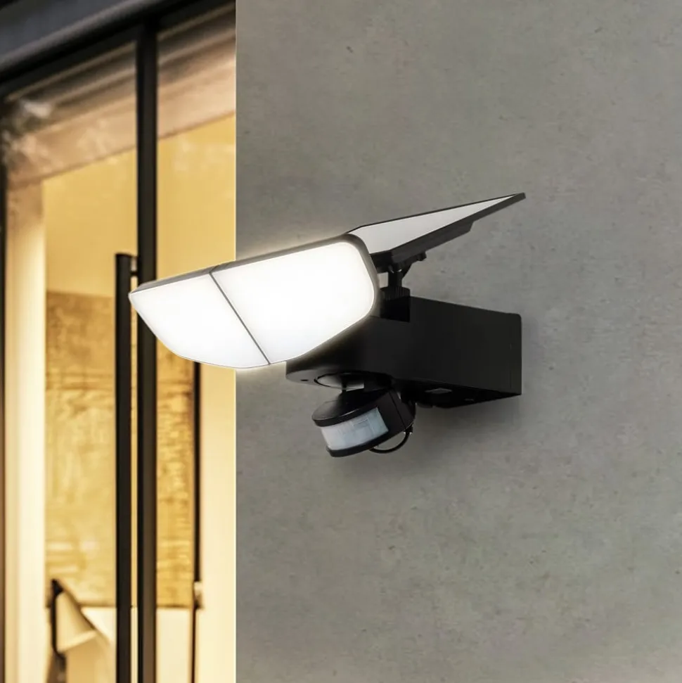 Lindby LED-solcellelampe Naelin, sort, sensor, IP44
