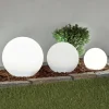 Lindby LED-solcellelamper Lago, sæt med 3, kugler, jordspyd, hvid