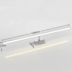 Lindby LED-spejllampe Jukka, 120 cm, krom, metal, IP44