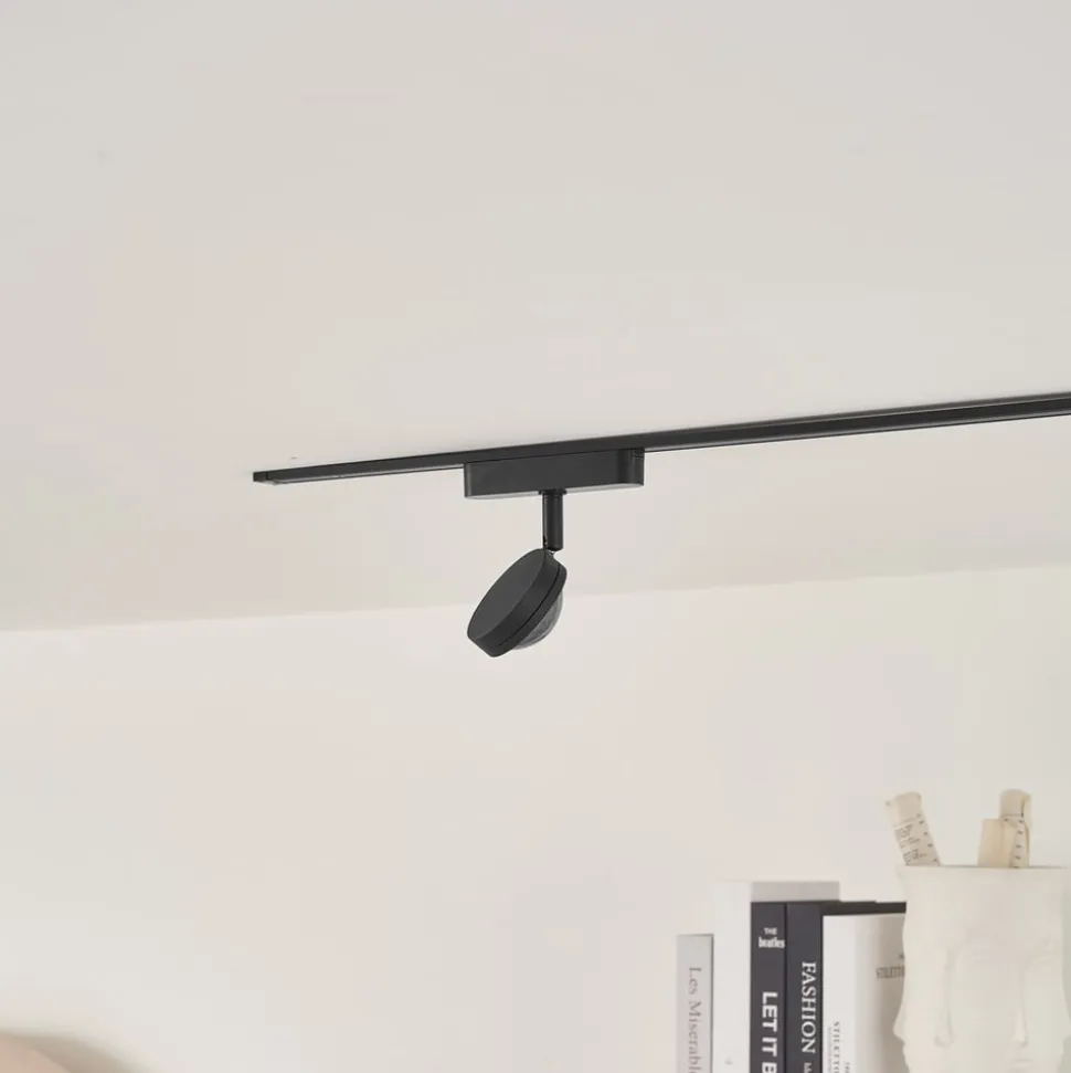 Lindby LED-spot 48 V Lumaro, sort, Ø 7,3 cm, aluminium, dæmpbar