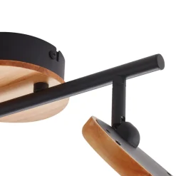 Lindby LED-spotlight Manel, træ, 37 cm lang, 2 lyskilder