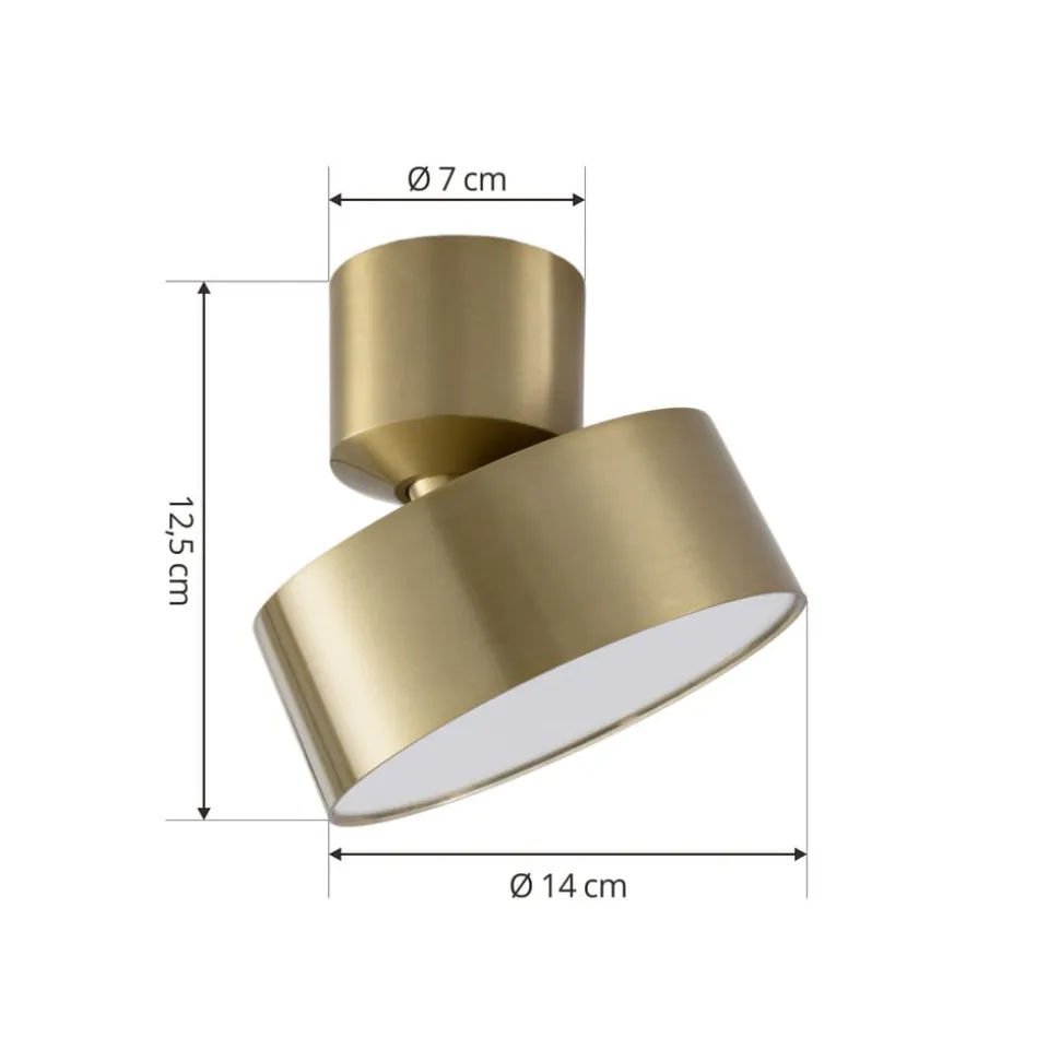 Lindby LED-spotlight Nivoria, Ø 14 cm, guldfarvet, drejeligt monteret