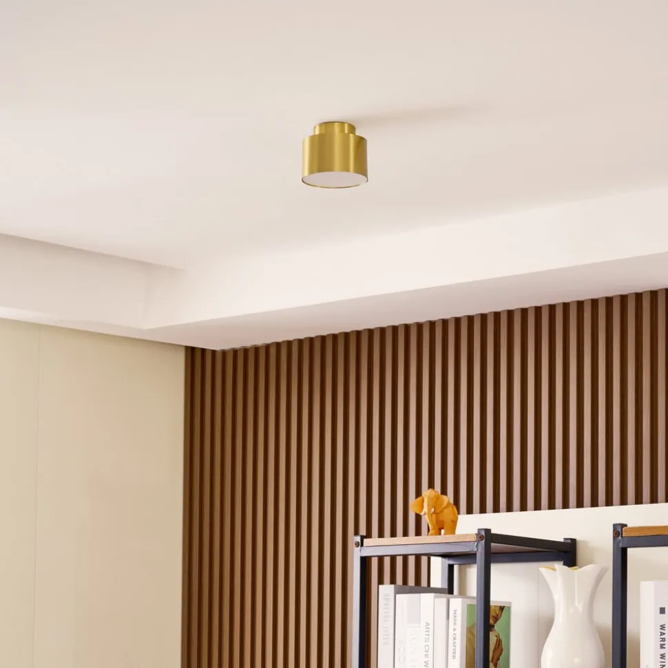 Lindby LED-spotlight Nivoria, 11 x 9 cm, guldfarvet, metal