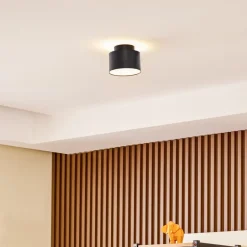 Lindby LED-spotlight Nivoria, 11 x 9 cm, sort, metal