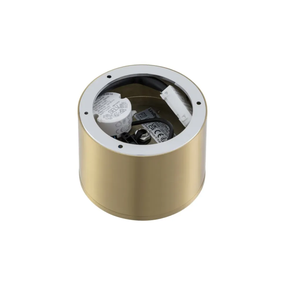 Lindby LED-spotlight Nivoria, Ø 12 cm, guldfarvet, metal