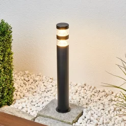 Lindby LED-vejlampe Lanea, 60 cm, sort, stål, IP44