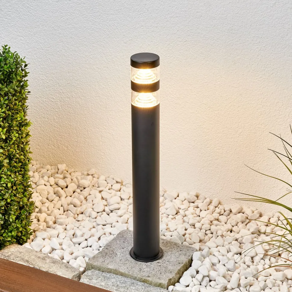 Lindby LED-vejlampe Lanea, 60 cm, sort, stål, IP44