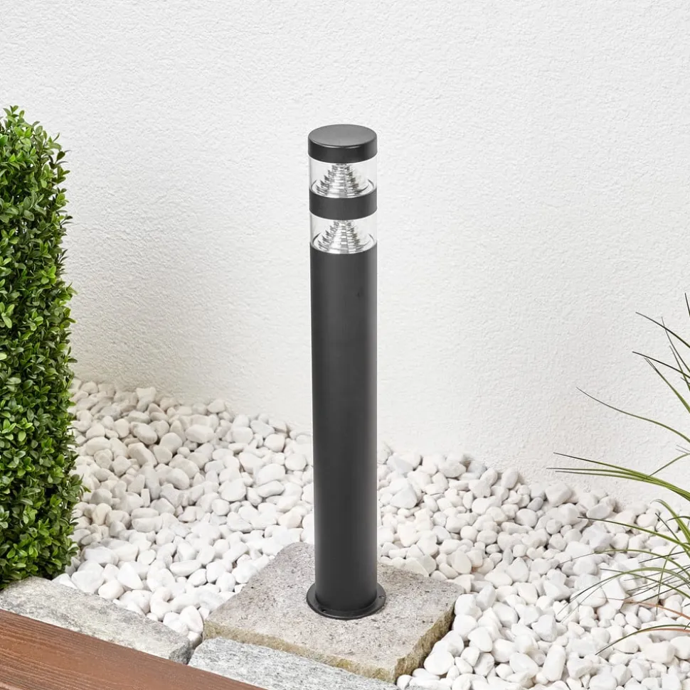 Lindby LED-vejlampe Lanea, 60 cm, sort, stål, IP44