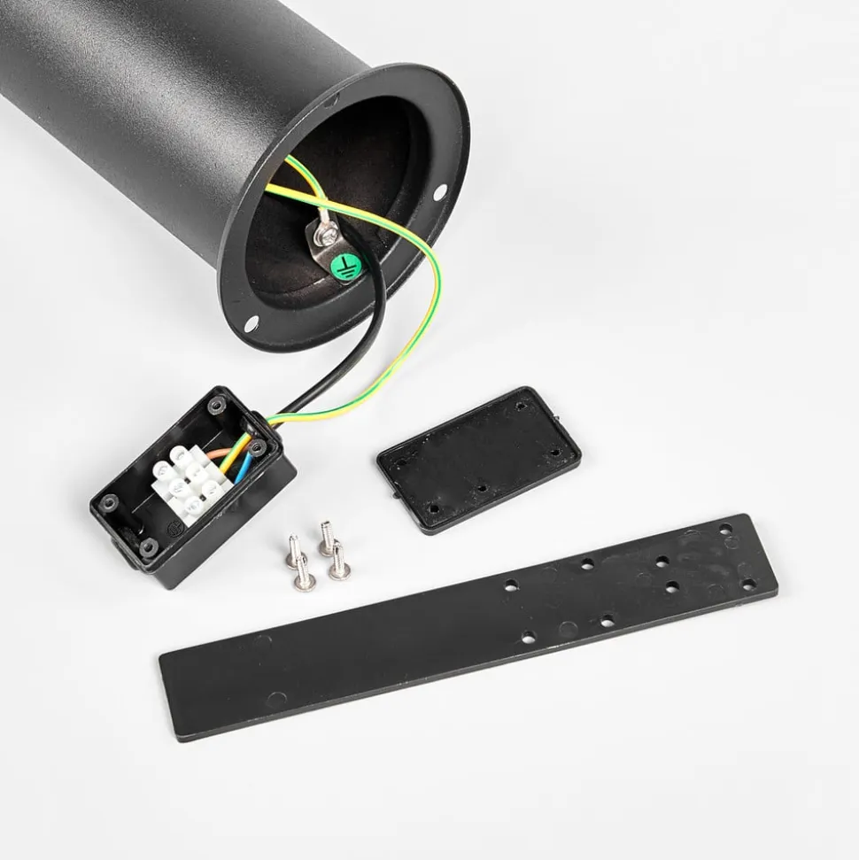 Lindby LED-vejlampe Lanea, 60 cm, sort, stål, IP44