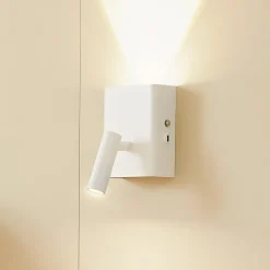 Lindby LED-væglampe Agit, hvid, metal, touchdæmper