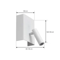Lindby LED-væglampe Agit, hvid, metal, touchdæmper