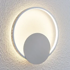 Lindby LED-væglampe Anays, Ø 32 cm, krom/klar, plast