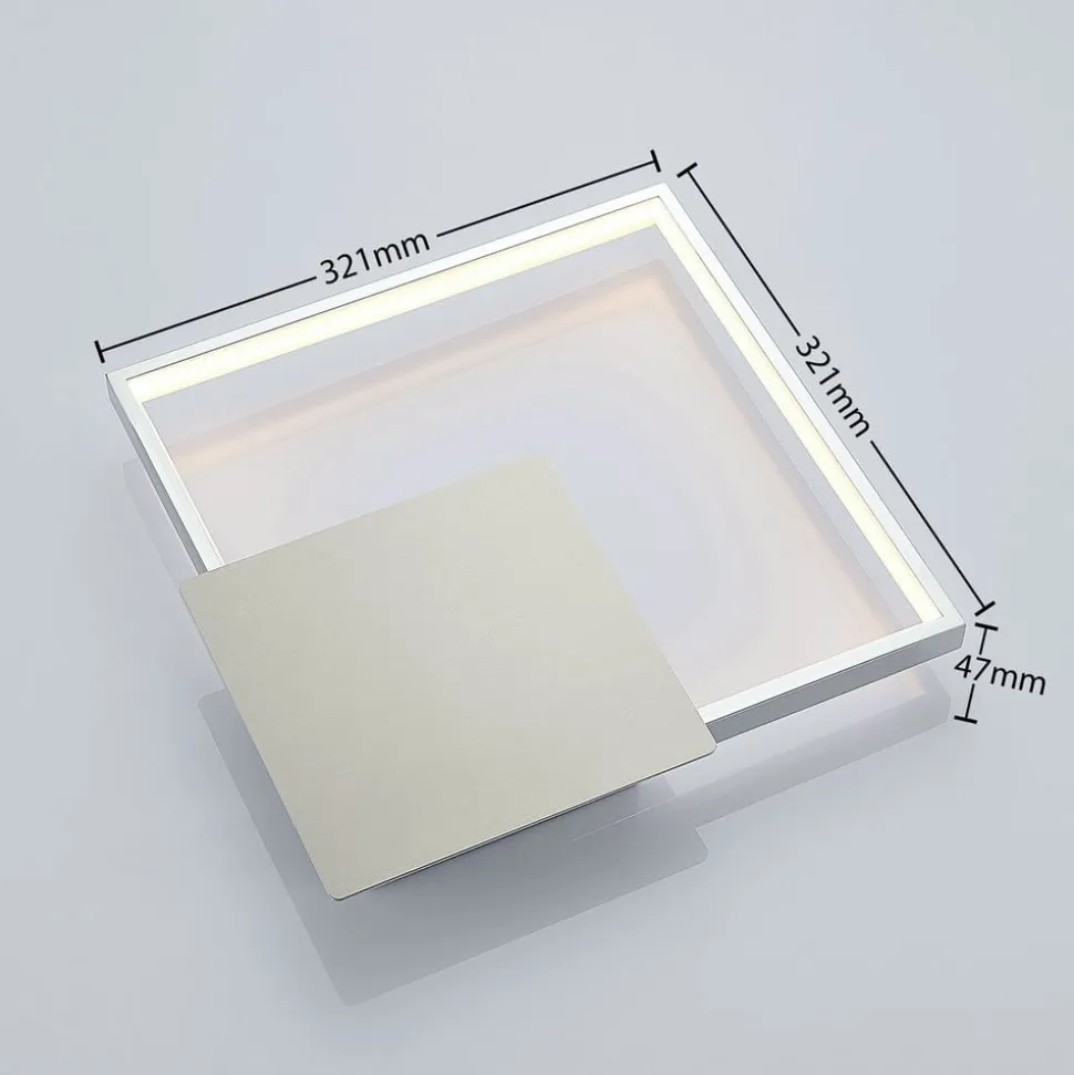 Lindby LED-væglampe Anays, 32 cm x 32 cm, krom/klar