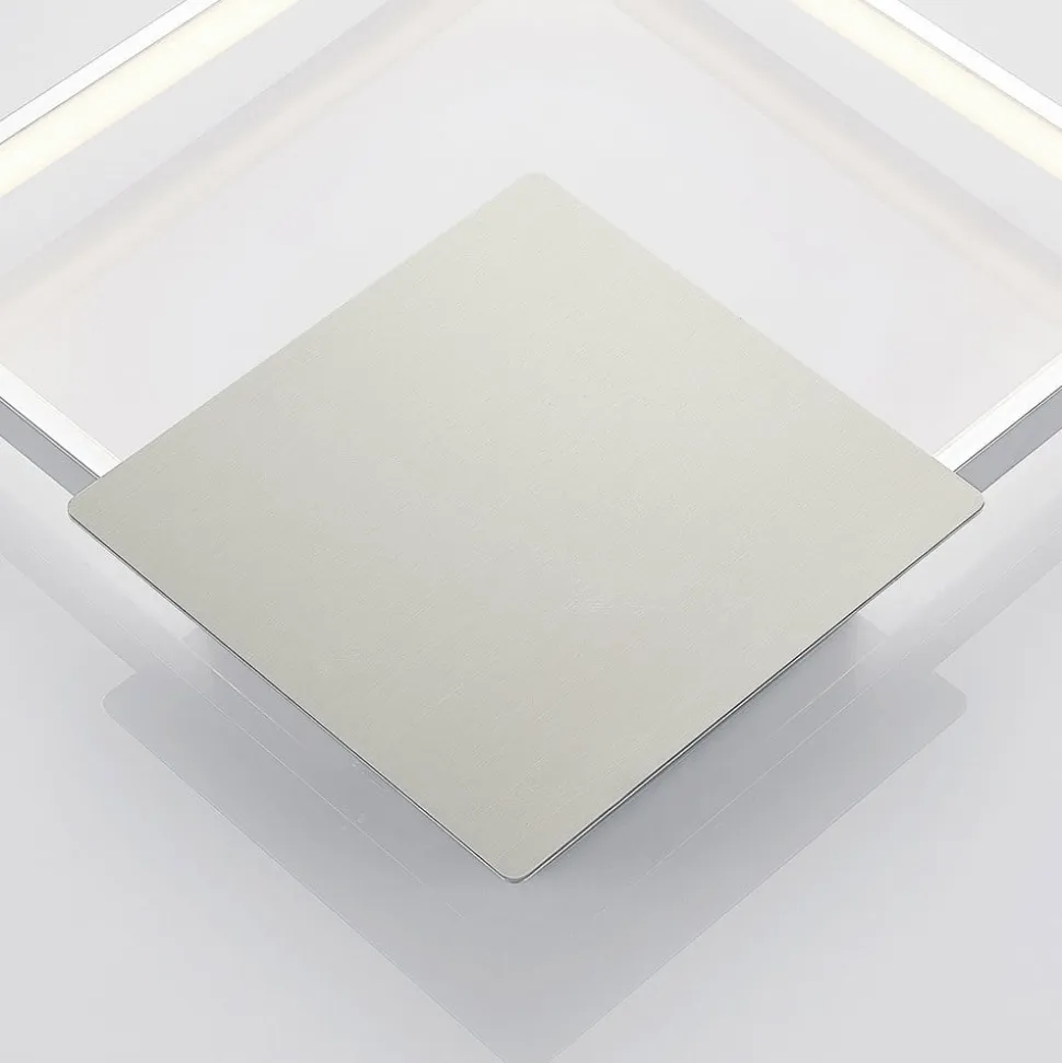 Lindby LED-væglampe Anays, 32 cm x 32 cm, krom/klar