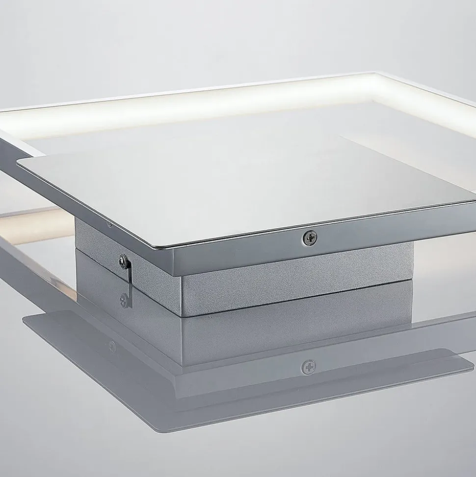 Lindby LED-væglampe Anays, 32 cm x 32 cm, krom/klar