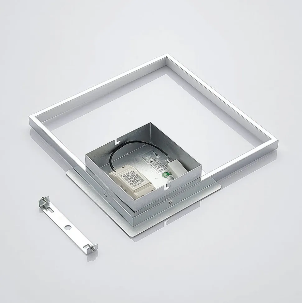 Lindby LED-væglampe Anays, 32 cm x 32 cm, krom/klar