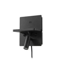 Lindby LED-væglampe Auden, sort, stik, ladestation