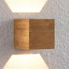 Lindby LED-væglampe Benicio, 11 cm, kantet, træ