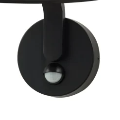 Lindby LED-væglampe Capelo, sort, metal, sensor, Ø20cm