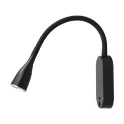 Lindby LED-væglampe Enna, 34 cm, sort, afbryder, USB