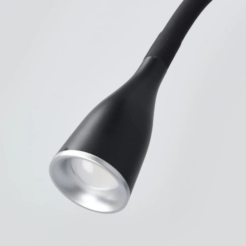 Lindby LED-væglampe Enna, 34 cm, sort, afbryder, USB