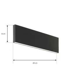 Lindby LED-væglampe Ignazia, 28 cm, sort, metal, op/ned